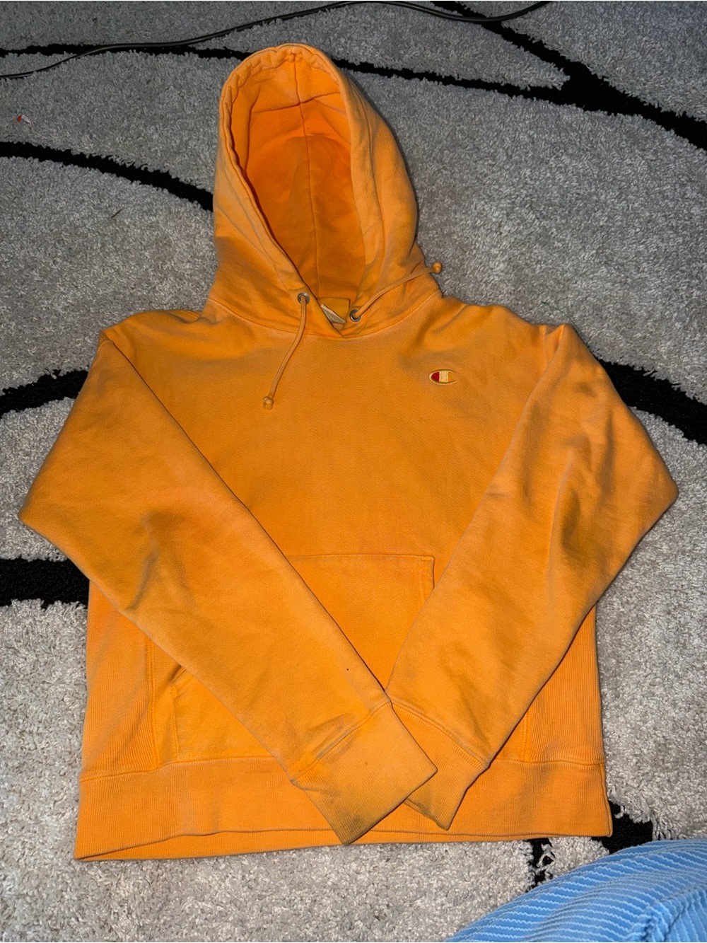 Champion Orange Pullover Hoodie with Embroidered Logo